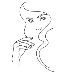 abstract face line drawing. Beauty Woman Portrait minimalistic style 19