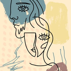 abstract line drawing of a face
