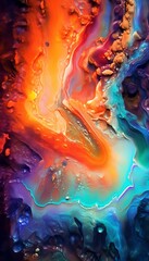 a colorful painting of a wave