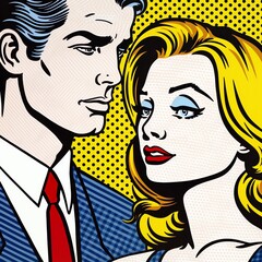 a man and woman looking at each other