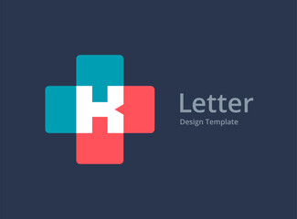 Letter K cross plus medical logo icon design template elements