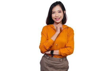 Asian Woman Smiling in Office