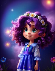 little girl with flowers