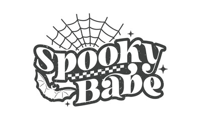 spooky babe Retro T-shirt Design.