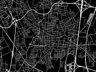 Vector road map of the city of  Afragola in the Italy with white roads on a black background.