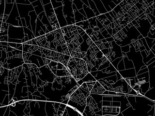 Vector road map of the city of  Pordenone in the Italy with white roads on a black background.