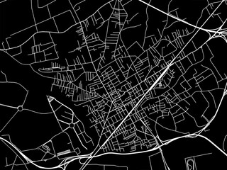 Vector road map of the city of  Acerra in the Italy with white roads on a black background.