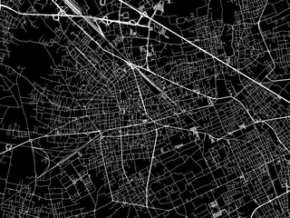 Vector road map of the city of  Busto Arsizio in the Italy with white roads on a black background.