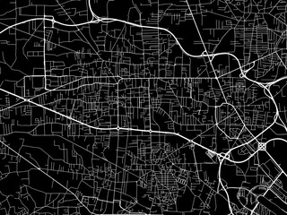 Vector road map of the city of  Giugliano in Campania in the Italy with white roads on a black background.
