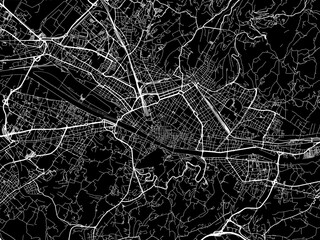 Vector road map of the city of  Firenze in the Italy with white roads on a black background.