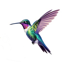 Illustration of a vibrant hummingbird in flight created with Generative AI technology