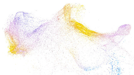 scattered, glowing, colorful particles on transparent background