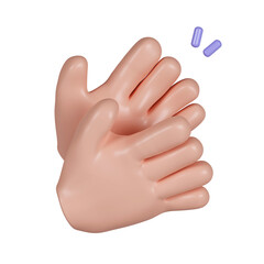 3d Cartoon human hand applause. icon isolated on pink background. 3d rendering illustration. Clipping path.