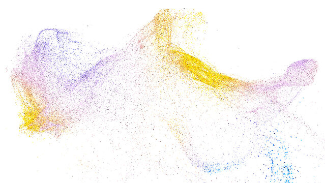 scattered, glowing, colorful particles on transparent background