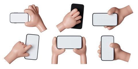 Obraz na płótnie Canvas 3d hand hold phone set. icon isolated on gray background. 3d rendering illustration. Clipping path.