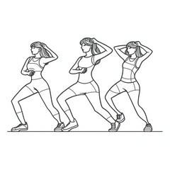 Black And White Portrait Of A Woman Doing Aerobics - Simple Coloring Page