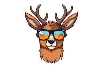 cute deer with sunglasses isoladet illustration Generative AI