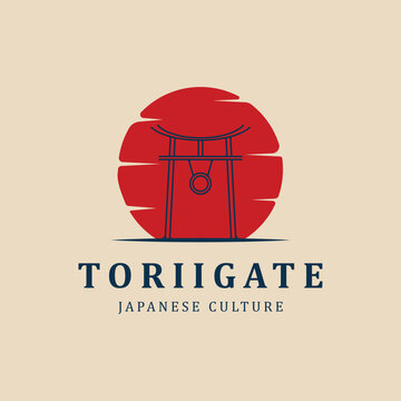 torii gate logo design template japanese culture symbol vector illustration design