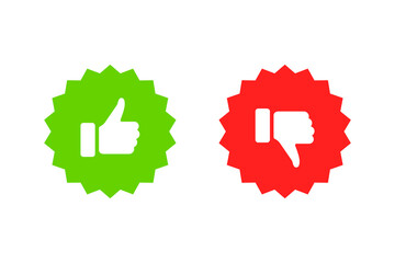 Like icon. Hand like. Thumb up. Social media sign. Dislike icon. Thumb down. Social media. Seal of approval. OK sign. Like symbol. Premium quality. Achievement badge. Quality mark. Thumb icon.