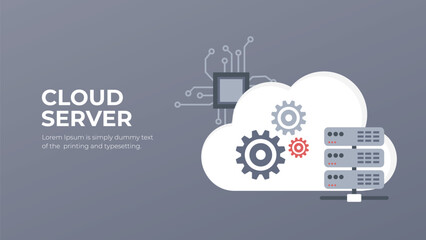 Fototapeta Cloud server vector. Data center concept. Hosting technology modern illustration. Storing information on the Internet.  obraz
