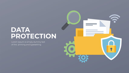 Data protection vector. Security of information on the Internet concept. Private datastorage illustration.