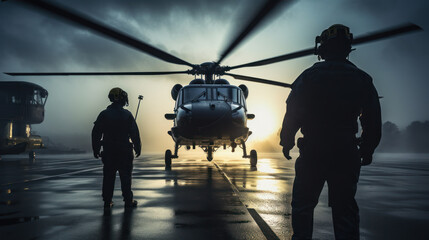 military helicopter landing - obrazy, fototapety, plakaty