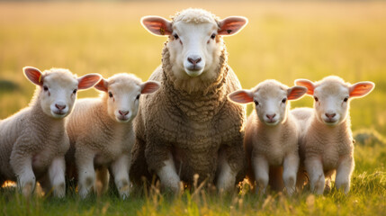 Obraz premium adorable young sheep or lamb and mother