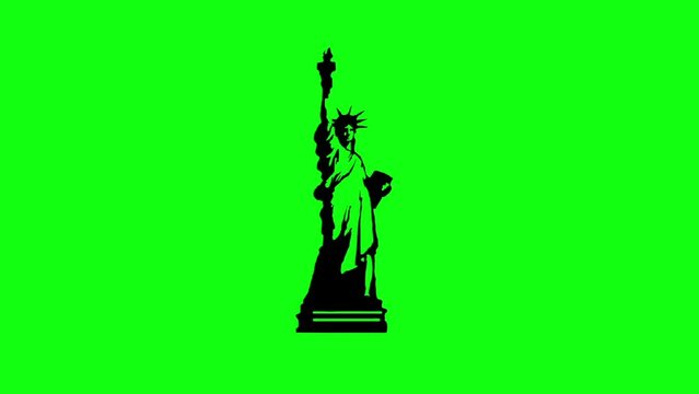 The Statue of Liberty stands on Liberty Island, Monochrome Urban Cityscape Vector Artprint