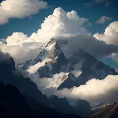 Foto auf Acrylglas Lhotse そびえ立つ山々、霧、雲｜Towering mountains, fog and clouds, Generative AI 