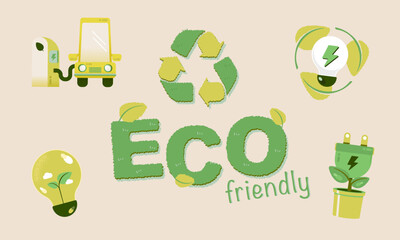 Eco-friendly logo and elements of clean energy.