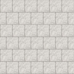 Seamless pattern of pavement with interlocking textured bricks. Top view. Outdoor concrete slab brick wall. Cobblestone footpath or patio. Concrete block floor.