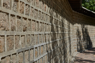 Korean traditional house, old palace, stone wall