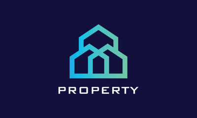 Logo vector linked house symbol connection network property real estate group trust company business architecture