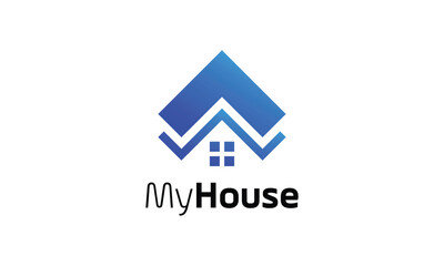 Logo vector linked house symbol connection network property real estate group trust company business architecture