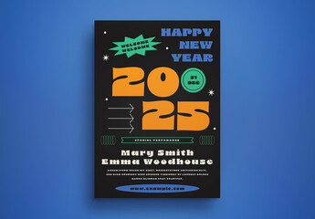 Blue Orange Playful New Year Flyer Layout