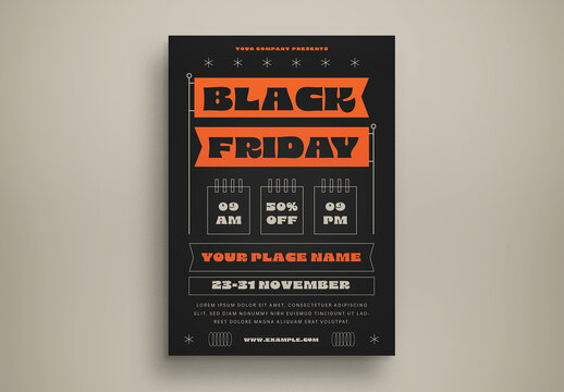 Orange Flat Design Black Friday Flyer Layout