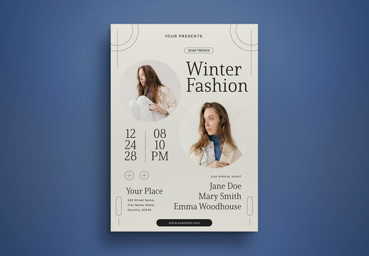 Beige Minimal Winter Fashion Flyer Layout