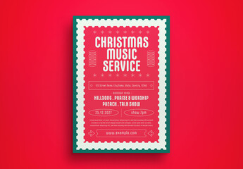 Red Flat Design Christmas Music Service Flyer Layout