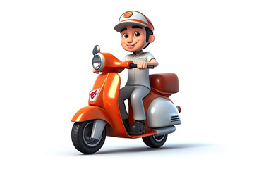 Delivery courier man riding a motorcycle, Fast online delivery service, Online order