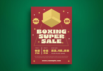 Red Flat Design Boxing Day Sale Flyer Layout