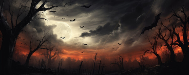 Bats in the dark clouds or sky in the night, generative ai