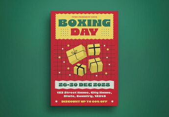 Red Flat Design Boxing Day Flyer Layout
