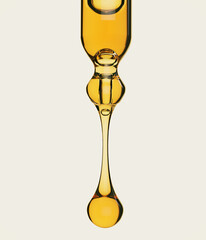 Cosmetic oil, skincare beauty product concept, pipette with drop of serum. 3d rendering collagen concentrate.
