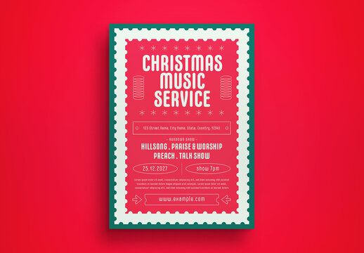 Red Flat Design Christmas Music Service Flyer Layout
