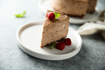 Homemade chocolate cheesecake	