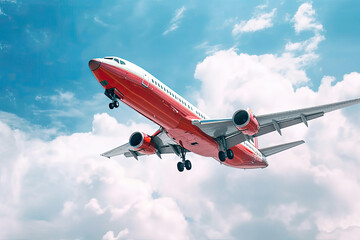 Commercial plane flying with cloudy sky background, Modern and fastest mode of transportation