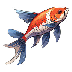 Enchanting Swimmers: Whimsical 2D Illustration of Fish Koi