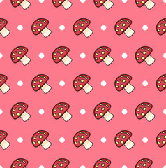 mushroom and circle graphic pattern