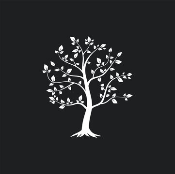 tree silhouette on black background vector