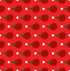 rose and circle fabric pattern